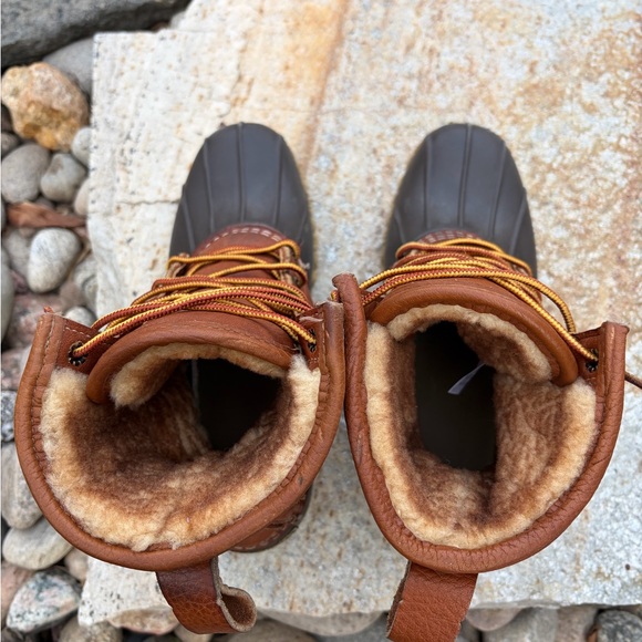 L.L. Bean Bean Boots Women’s 8 Shearling Lined Brown Leather Duck Boots USA - Picture 6 of 10